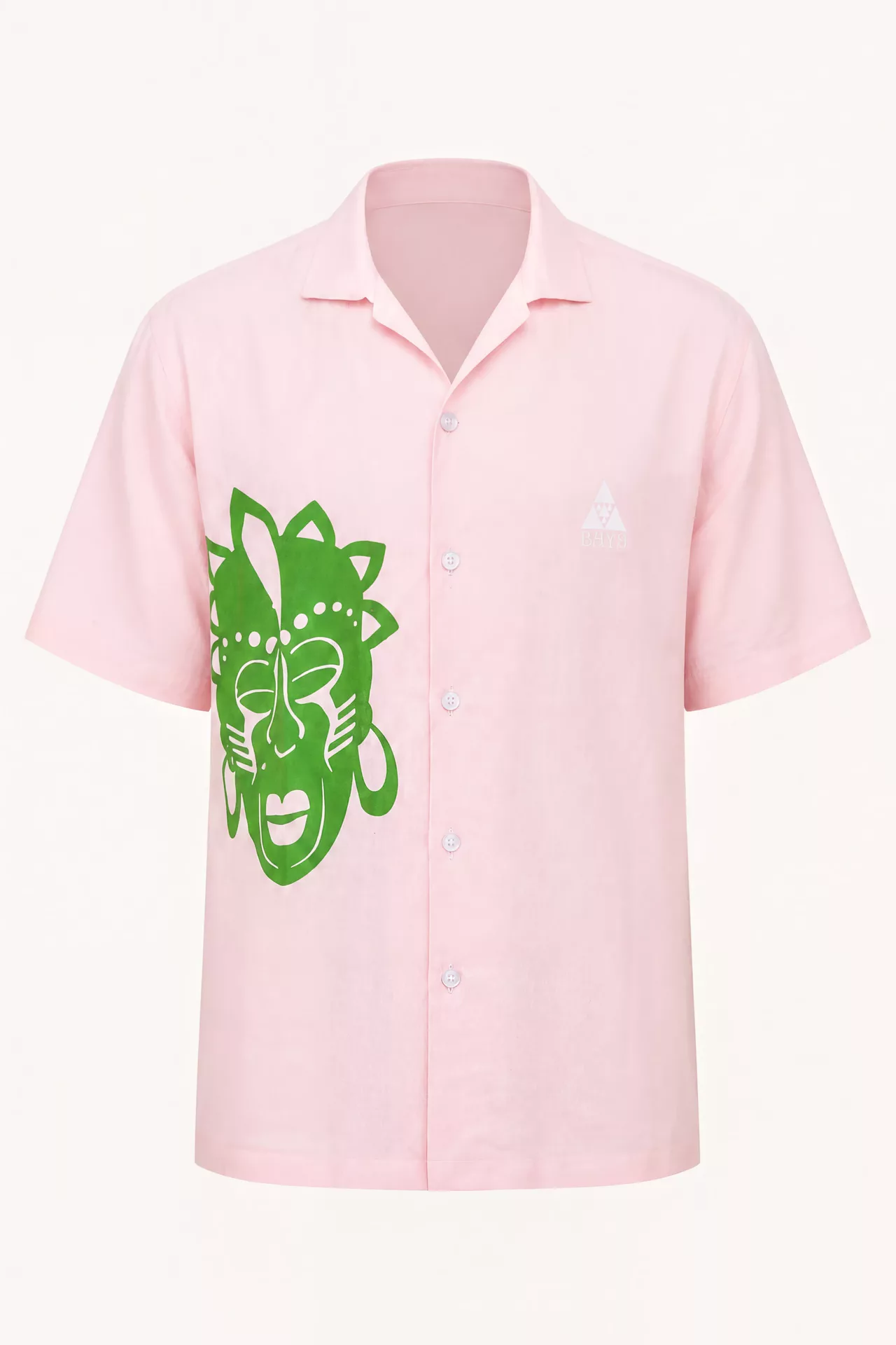 Détail graphique de la chemise rose BAYA